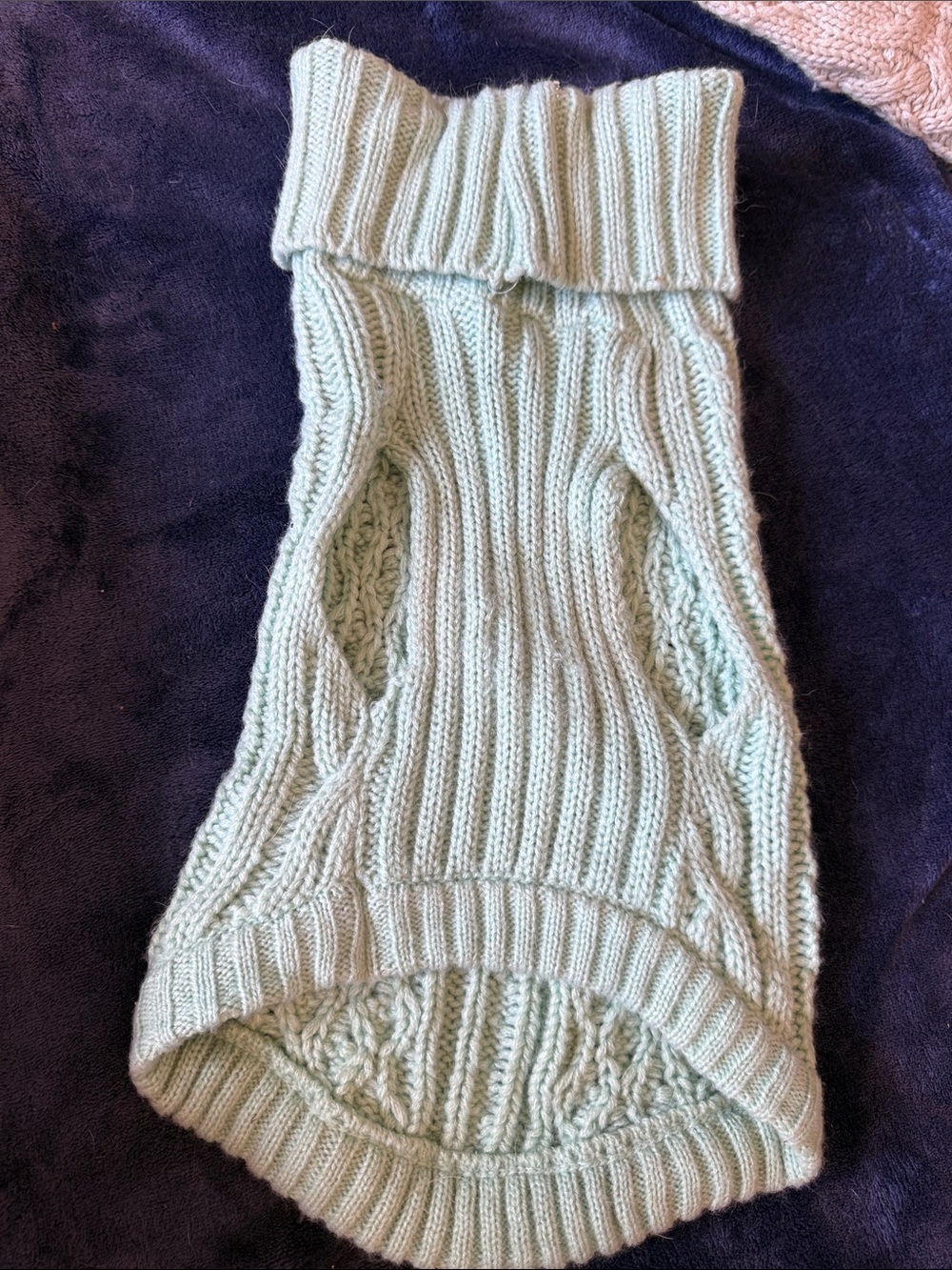 Dog  Cable Knit Turtleneck Sweater Vest - Light Mint
